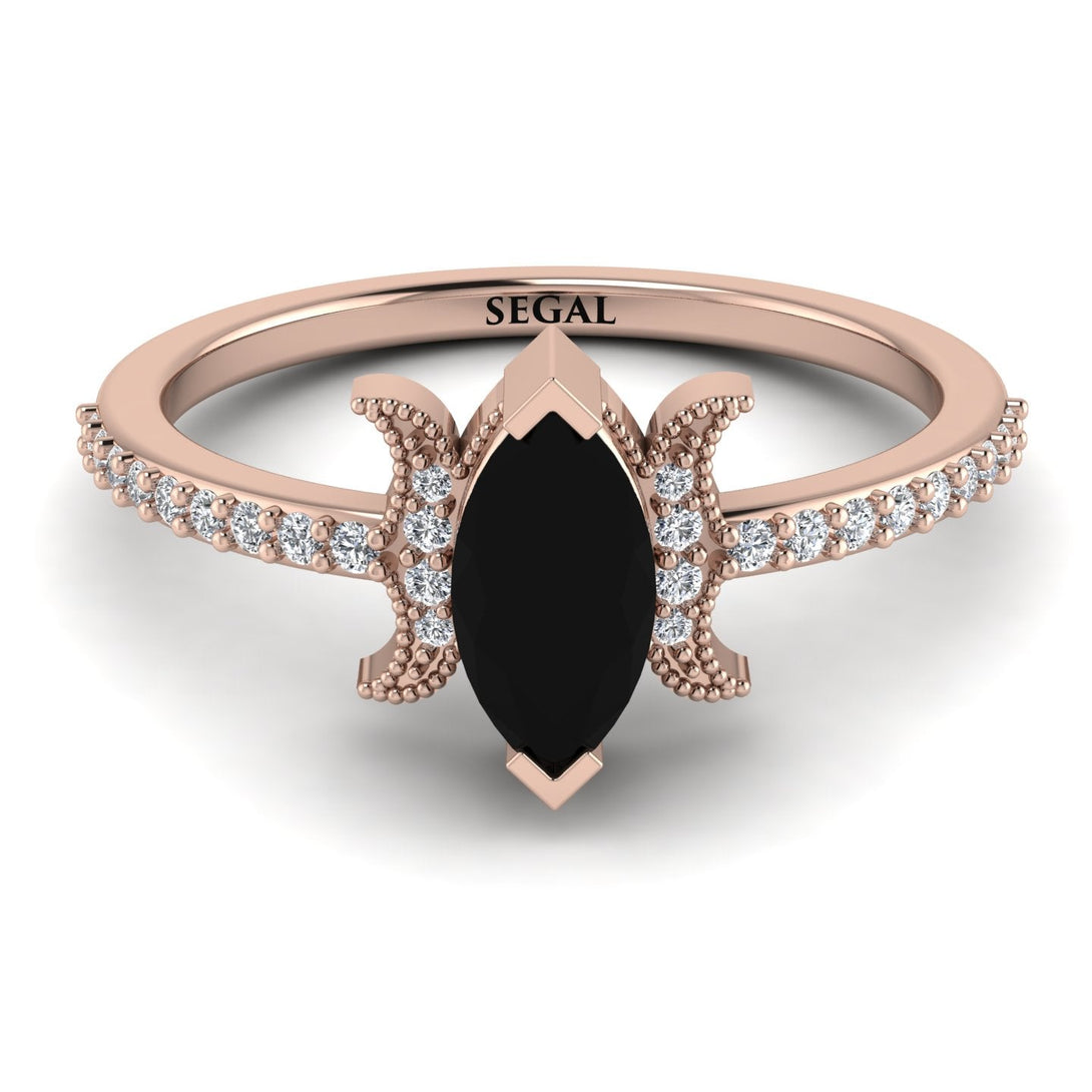 Marquise Cut Black Diamond Pave Ring - Kathleen No. 8