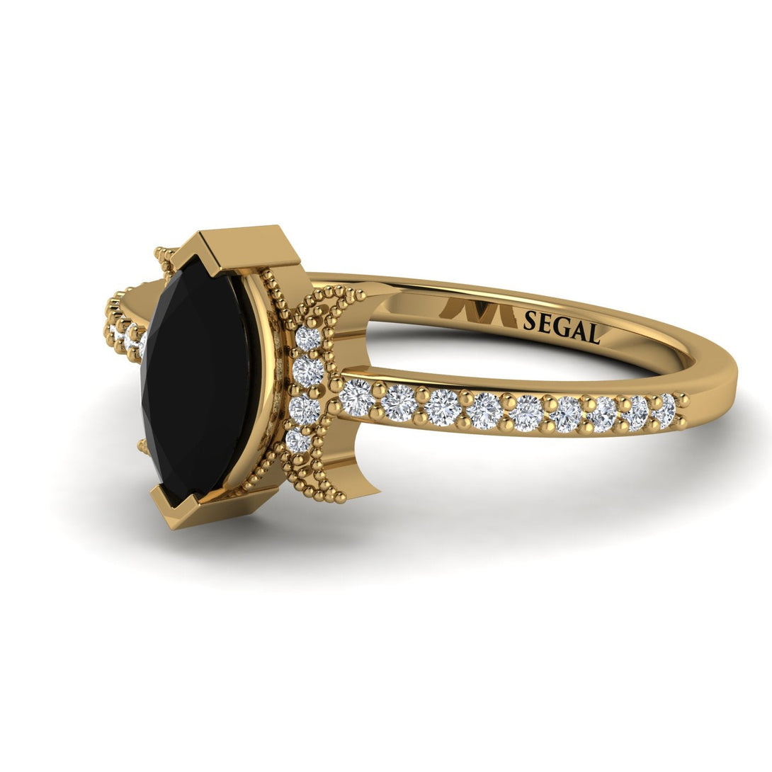 Marquise Cut Black Diamond Pave Ring - Kathleen No. 7