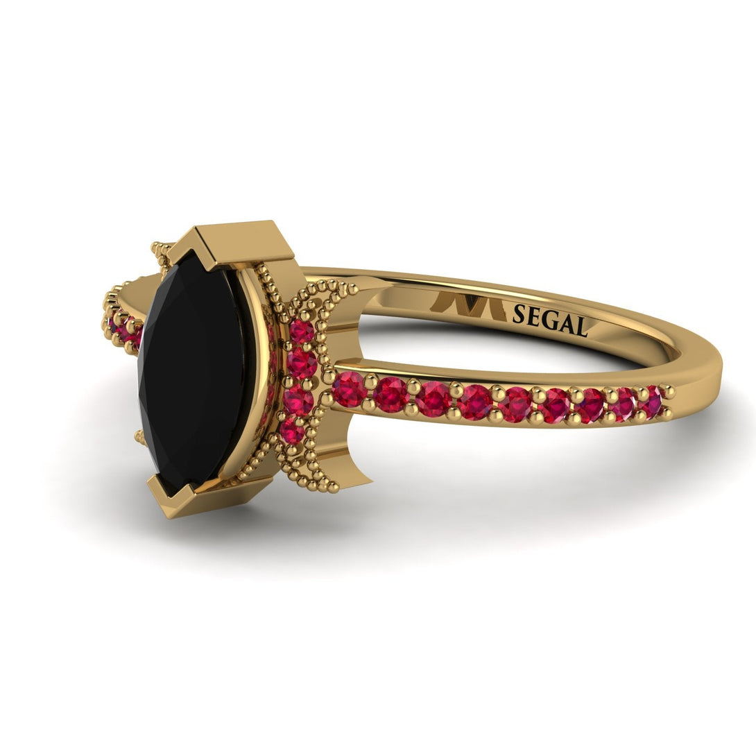 Marquise Cut Black Diamond Pave Ring - Kathleen No. 52
