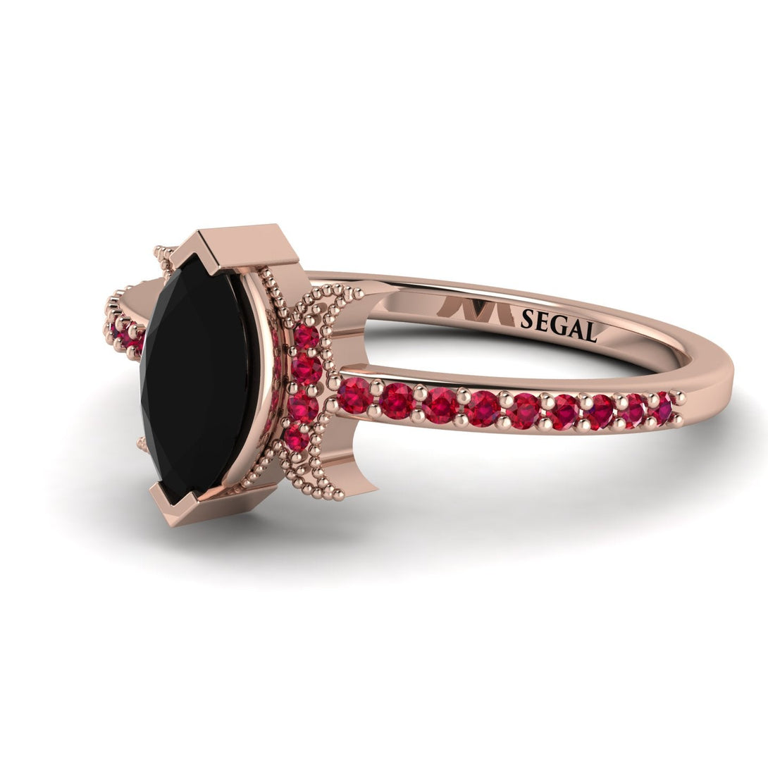 Marquise Cut Black Diamond Pave Ring - Kathleen No. 53