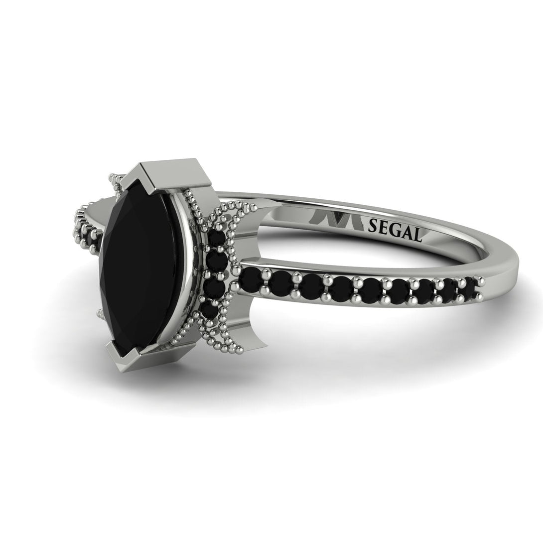 Marquise Cut Black Diamond Pave Ring - Kathleen No. 39