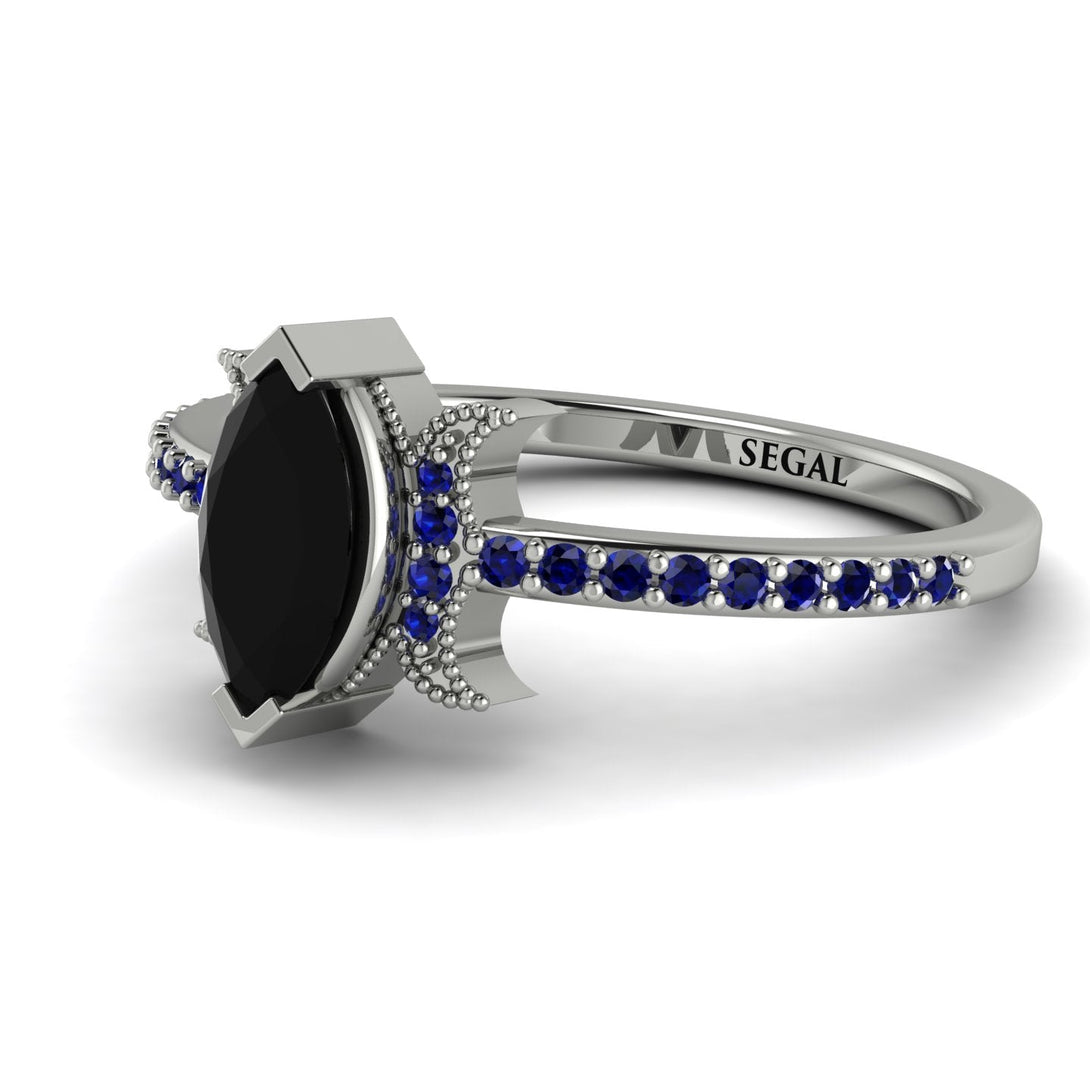 Marquise Cut Black Diamond Pave Ring - Kathleen No. 69