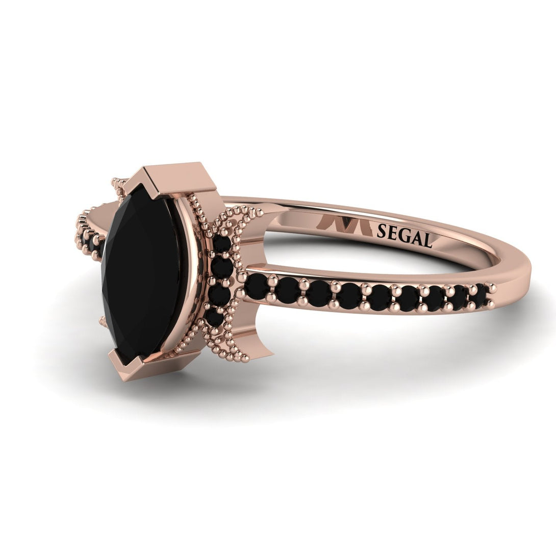 Marquise Cut Black Diamond Pave Ring - Kathleen No. 38