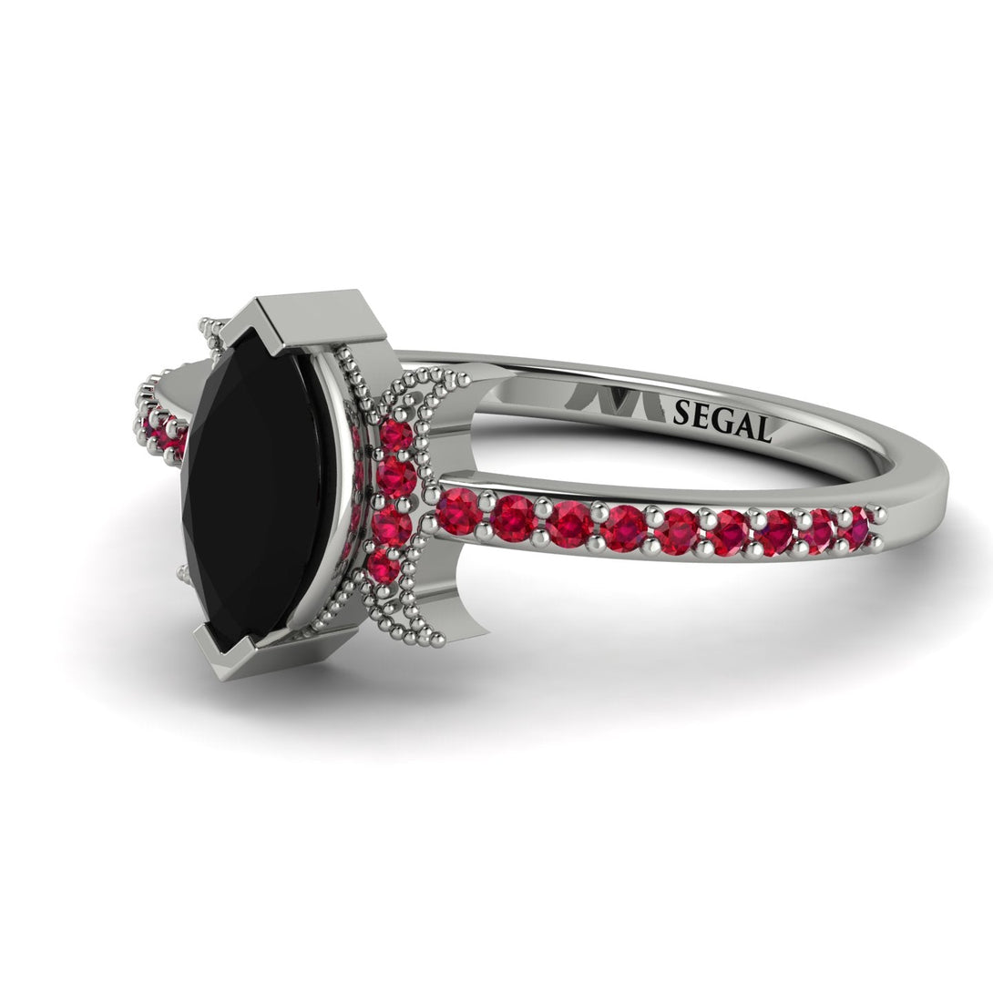 Marquise Cut Black Diamond Pave Ring - Kathleen No. 54