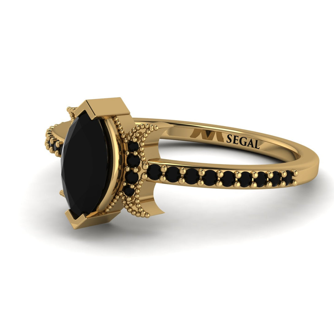 Marquise Cut Black Diamond Pave Ring - Kathleen No. 37