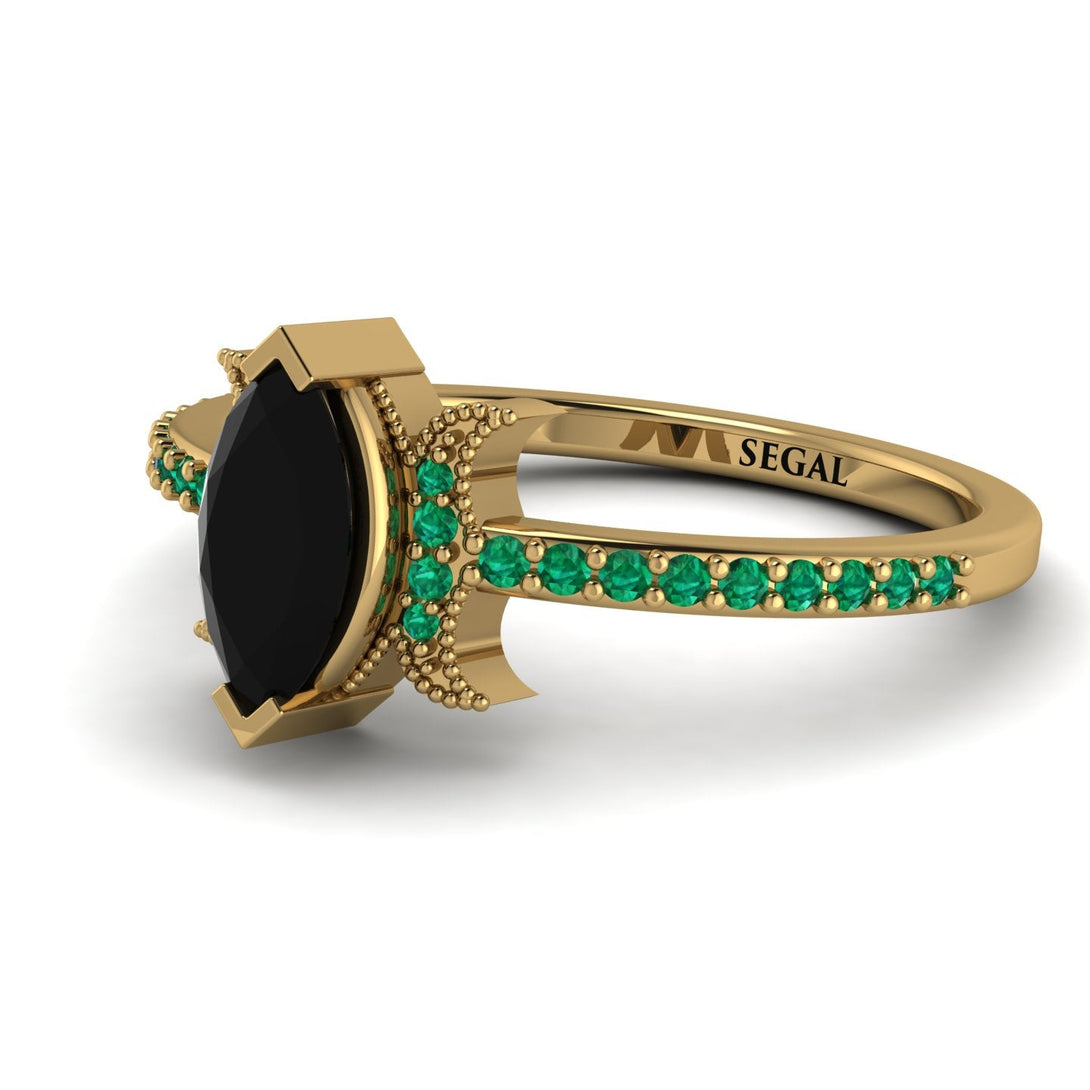 Marquise Cut Black Diamond Pave Ring - Kathleen No. 22