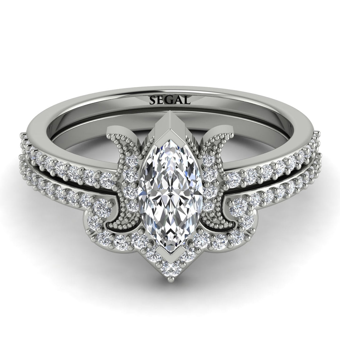 Marquise Cut Diamond Pave Bridal Set - Kathleen No. 3