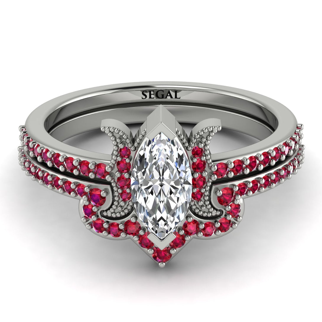 Marquise Cut Diamond Pave Bridal Set - Kathleen No. 48