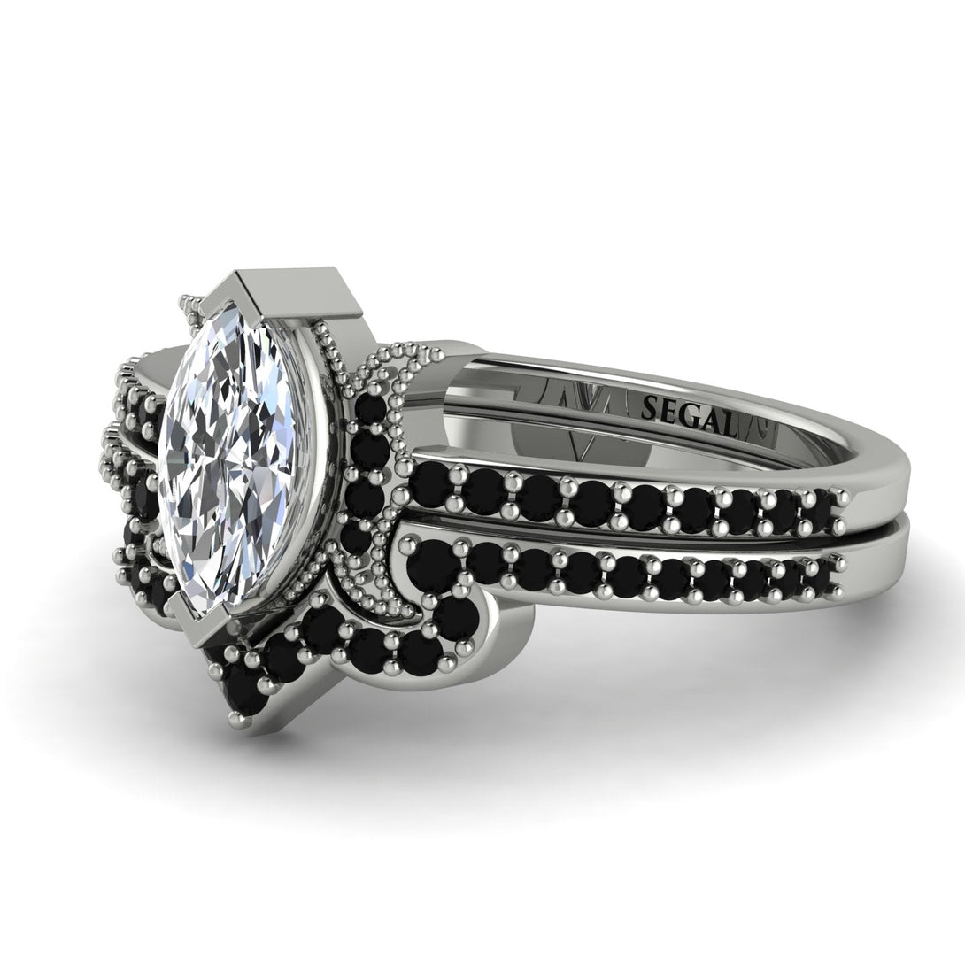 Marquise Cut Diamond Pave Bridal Set - Kathleen No. 33