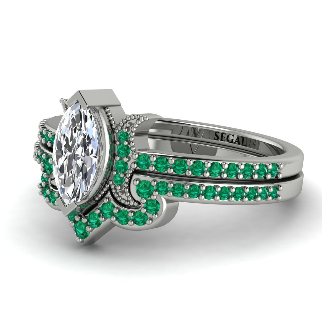 Marquise Cut Diamond Pave Bridal Set - Kathleen No. 18