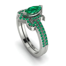 Marquise Cut Emerald Pave Bridal Set - Kathleen No. 21 image 1