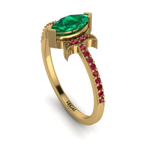 Marquise Cut Emerald Pave Ring - Kathleen No. 49 image 1