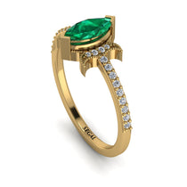 Marquise Cut Emerald Pave Ring - Kathleen No. 4 image 1