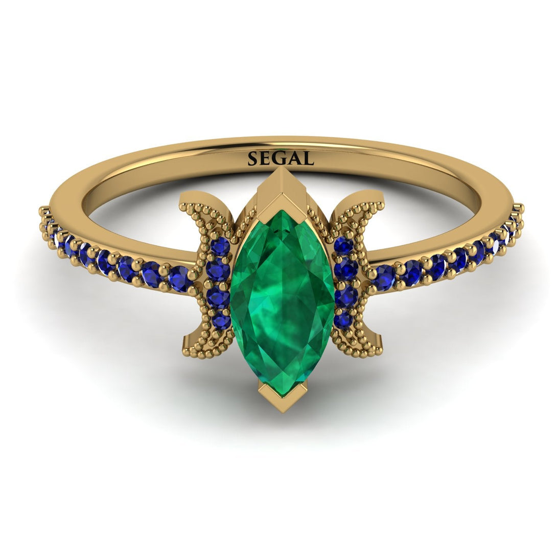 Marquise Cut Emerald Pave Ring - Kathleen No. 64