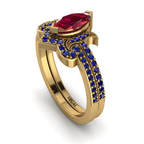 Marquise Cut Ruby Pave Bridal Set - Kathleen No. 70 image 1