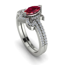 Marquise Cut Ruby Pave Bridal Set - Kathleen No. 12 image 1