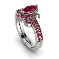 Marquise Cut Ruby Pave Bridal Set - Kathleen No. 57 image 1