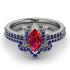 Marquise Cut Ruby Pave Bridal Set - Kathleen No. 72