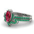 Marquise Cut Ruby Pave Bridal Set - Kathleen No. 27