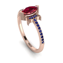 Marquise Cut Ruby Pave Ring - Kathleen No. 71 image 1