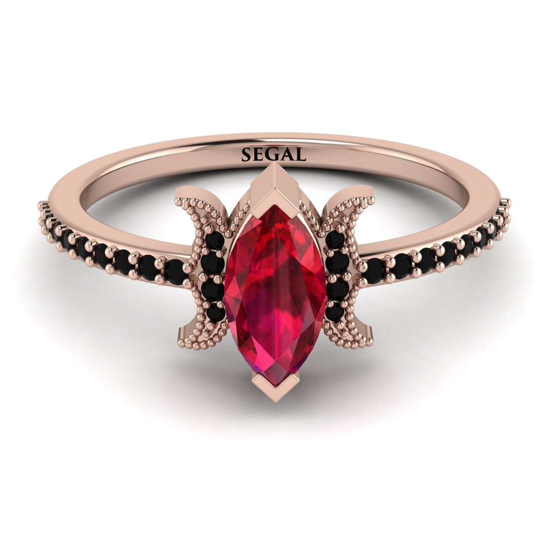 Marquise Cut Ruby Pave Ring - Kathleen No. 41
