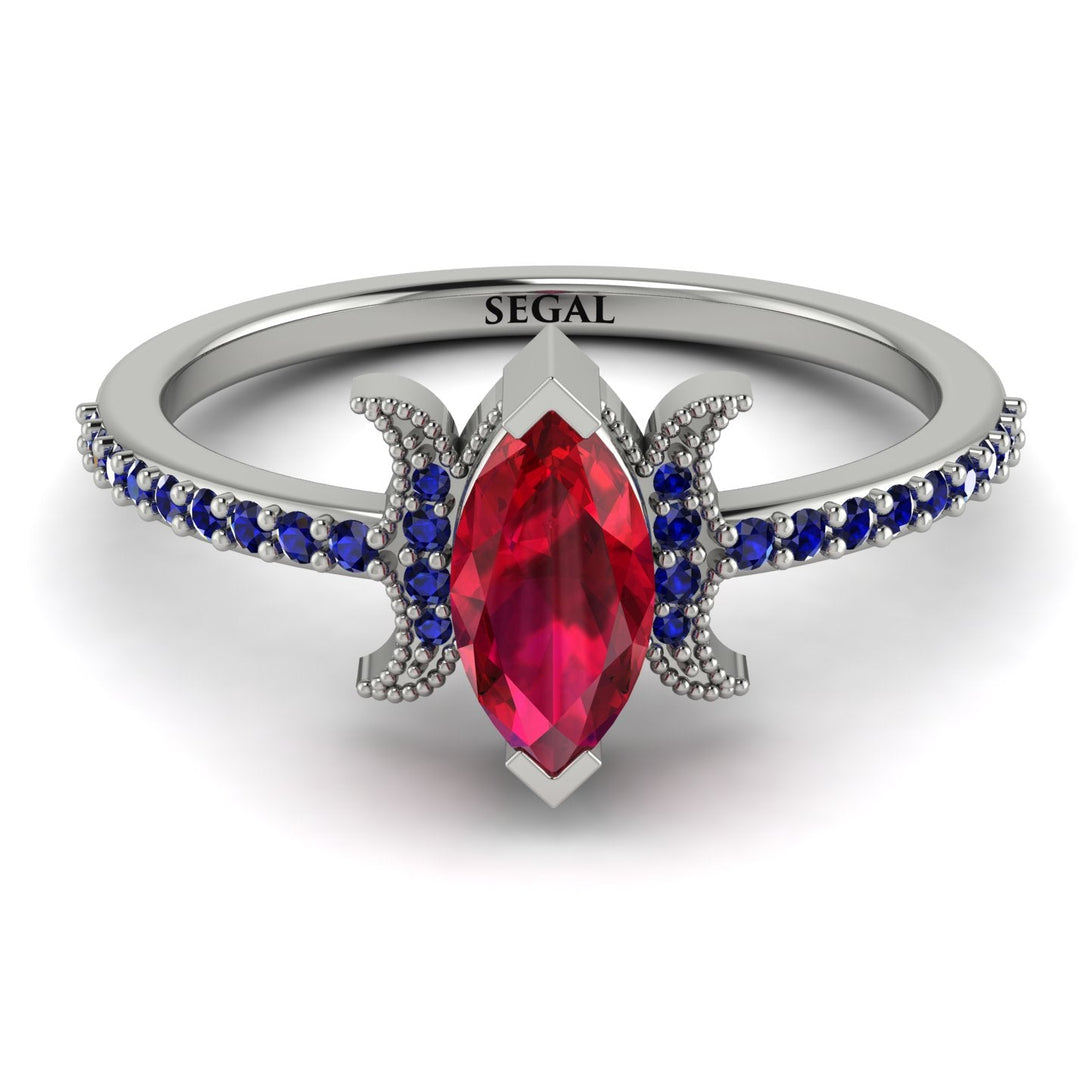 Marquise Cut Ruby Pave Ring - Kathleen No. 72