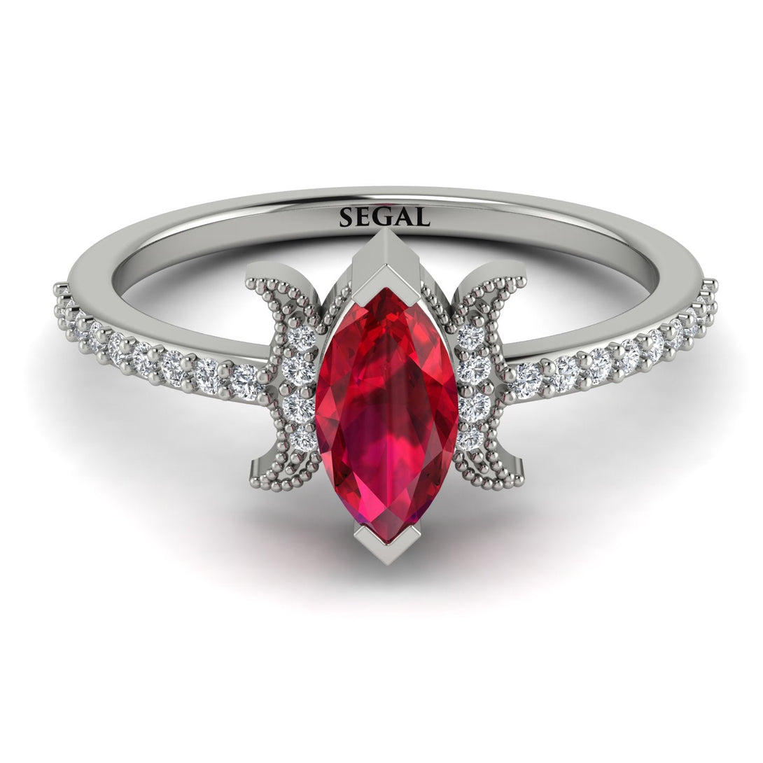 Marquise Cut Ruby Pave Ring - Kathleen No. 12