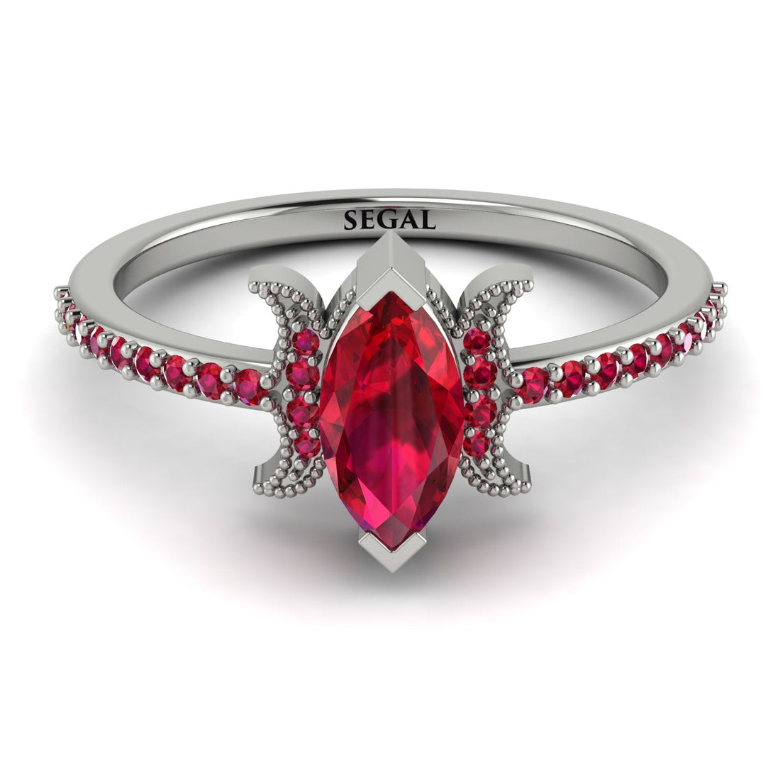 Marquise Cut Ruby Pave Ring - Kathleen No. 57