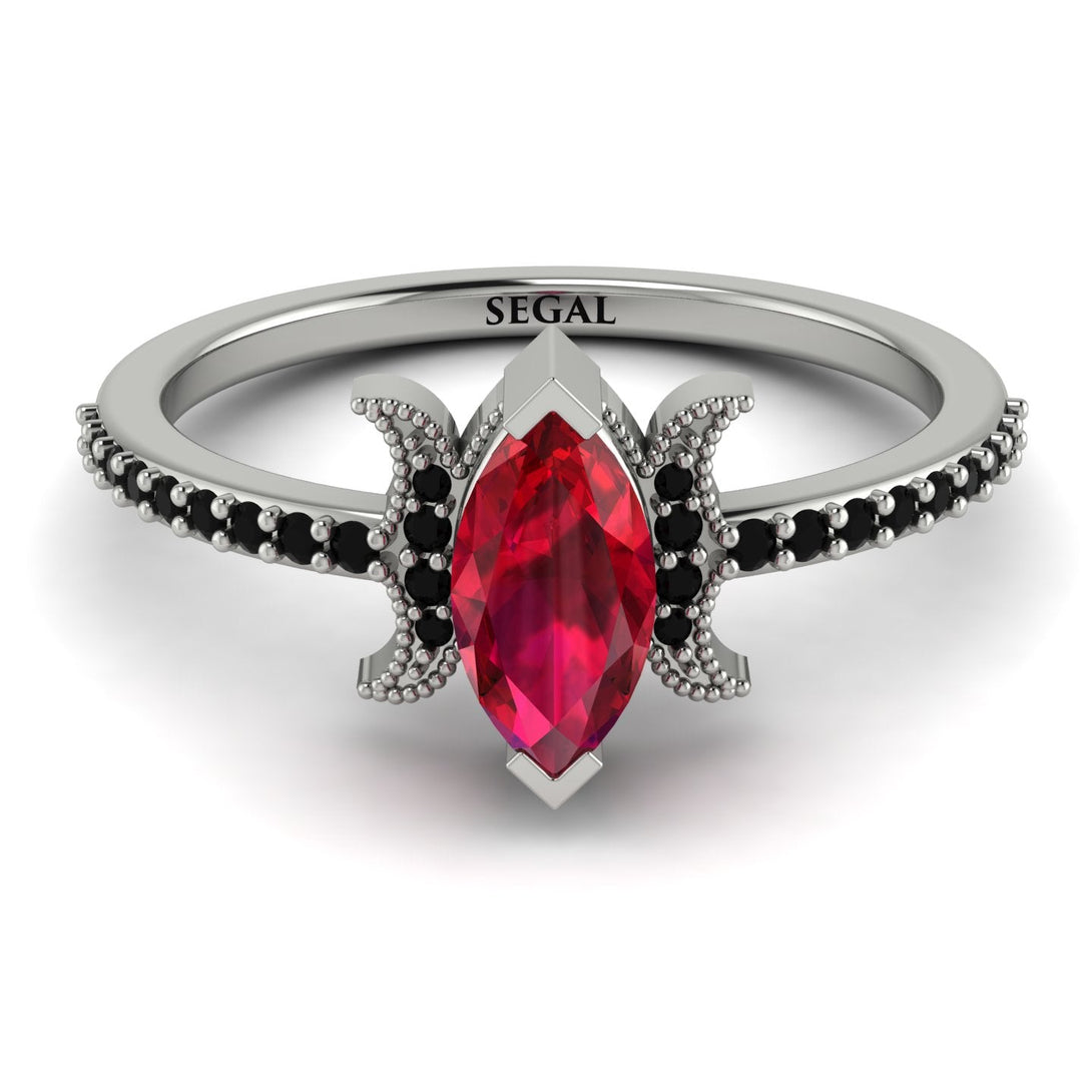 Marquise Cut Ruby Pave Ring - Kathleen No. 42