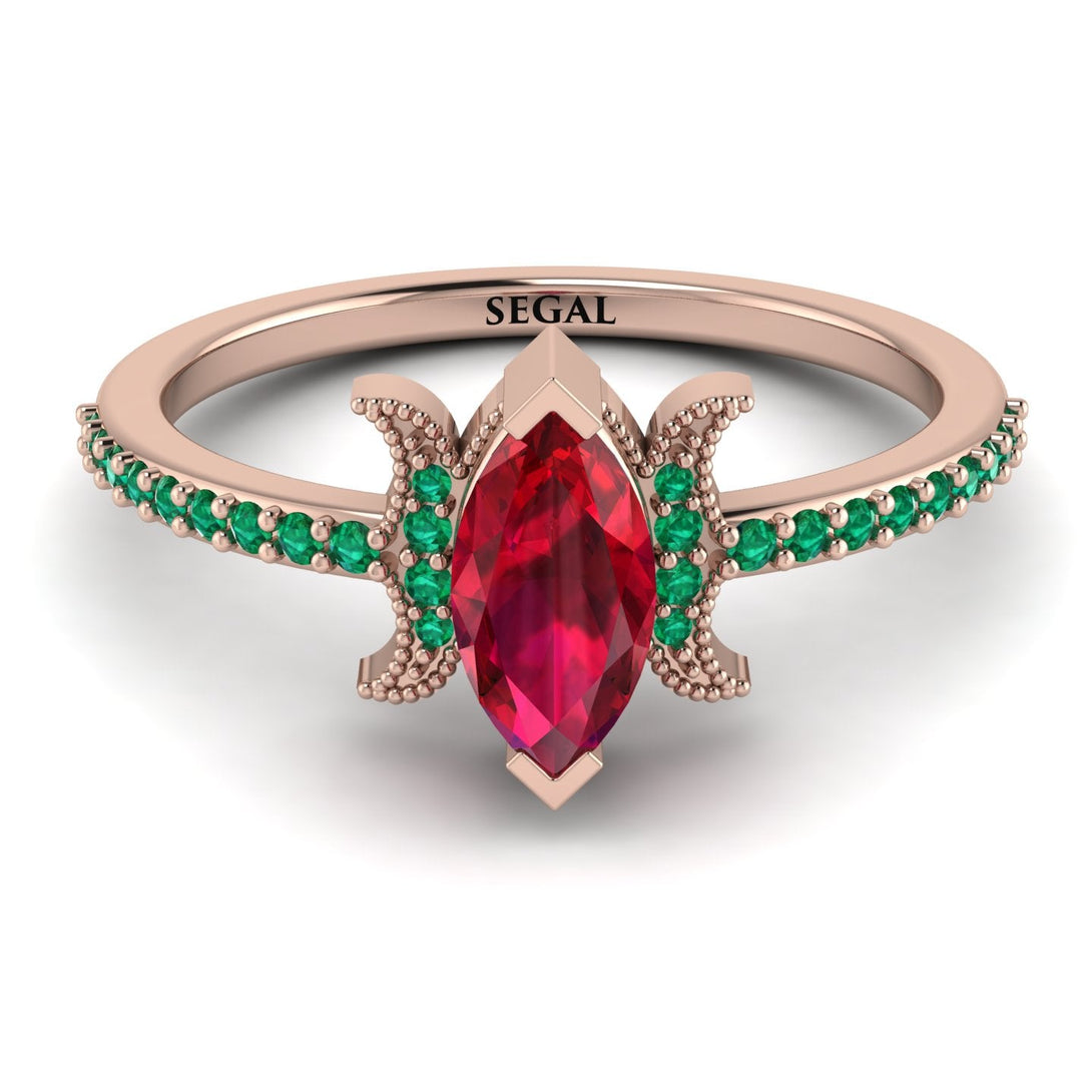 Marquise Cut Ruby Pave Ring - Kathleen No. 26