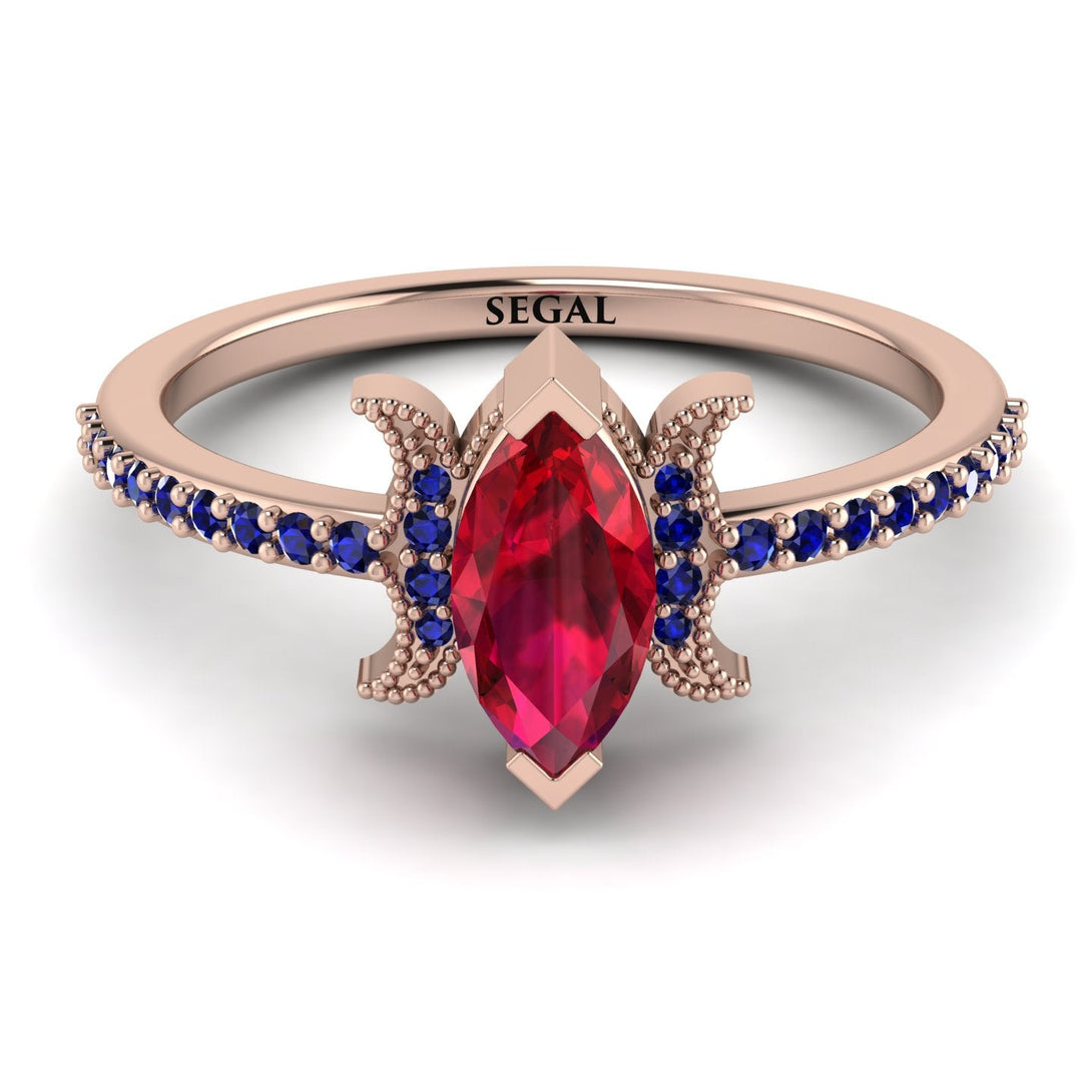 Marquise Cut Ruby Pave Ring - Kathleen No. 71