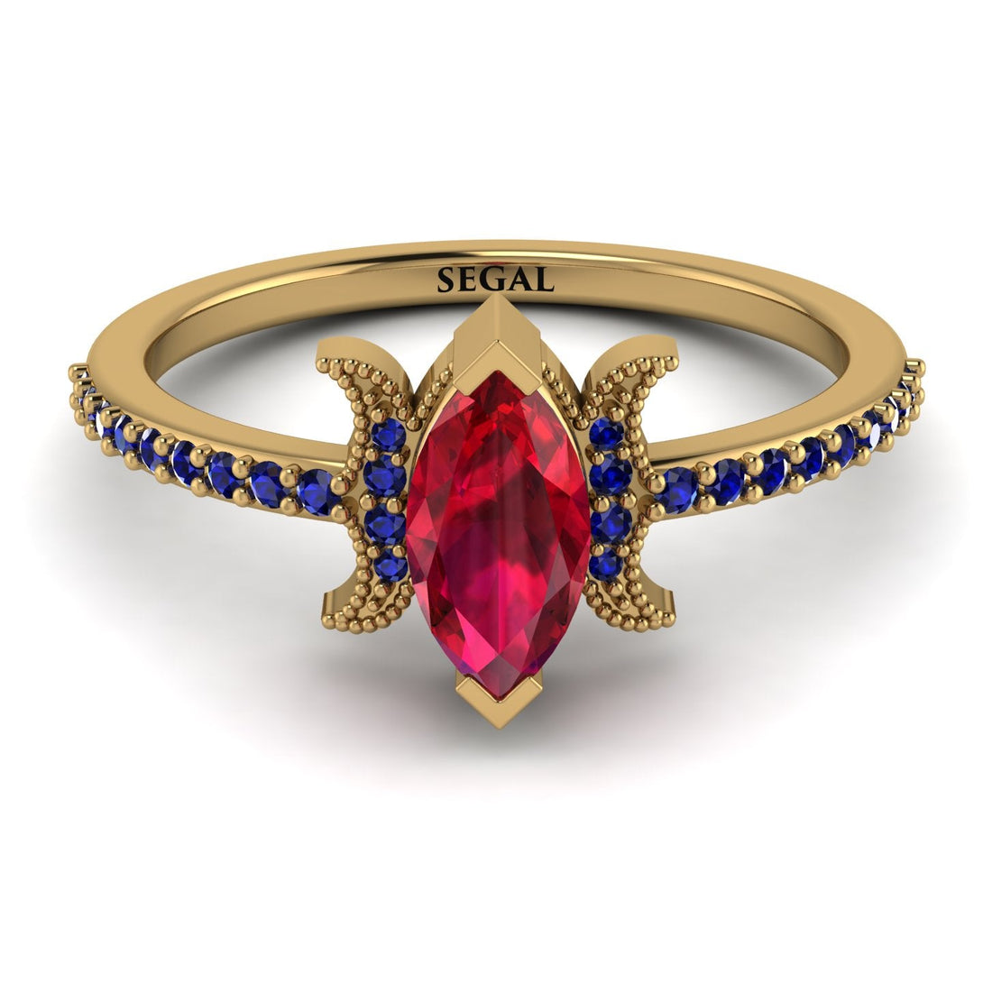 Marquise Cut Ruby Pave Ring - Kathleen No. 70