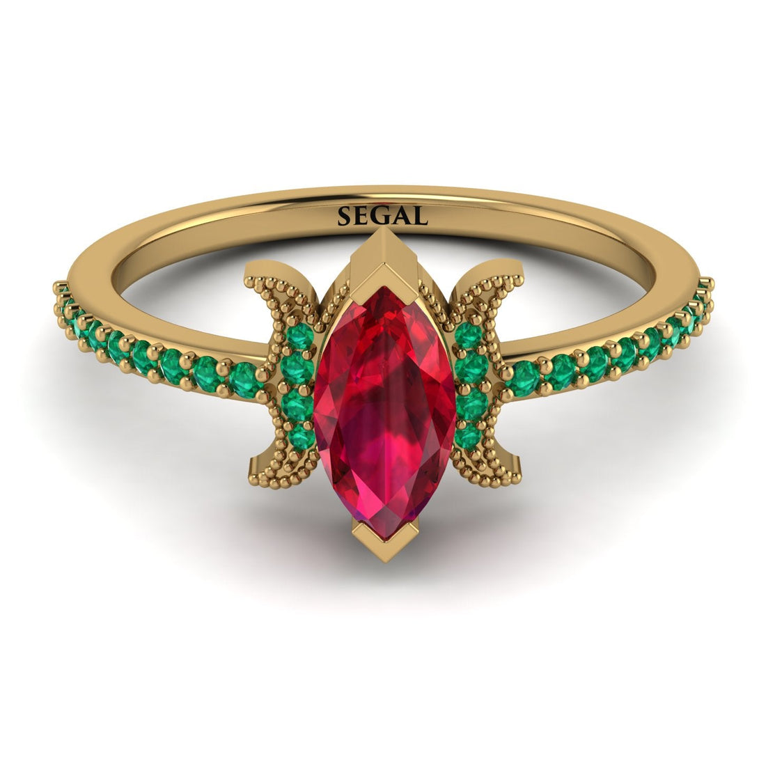 Marquise Cut Ruby Pave Ring - Kathleen No. 25