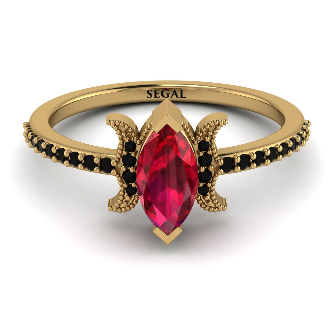 Marquise Cut Ruby Pave Ring - Kathleen No. 40