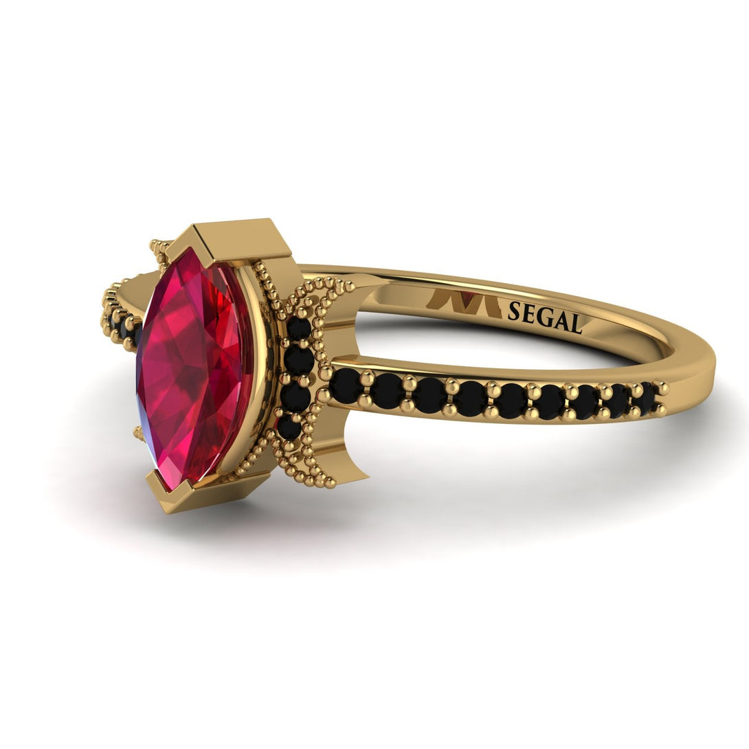 Marquise Cut Ruby Pave Ring - Kathleen No. 40