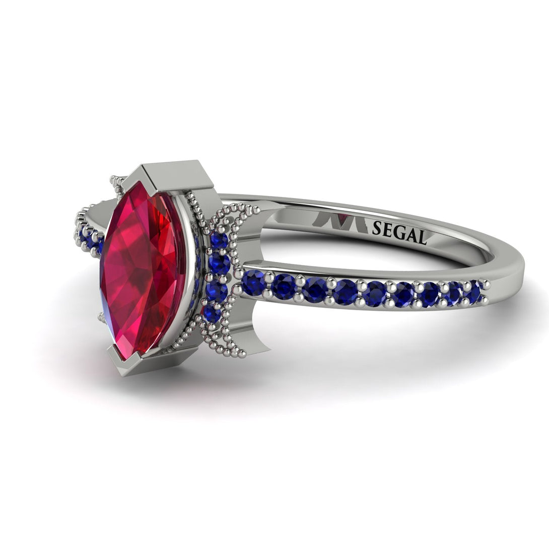 Marquise Cut Ruby Pave Ring - Kathleen No. 72