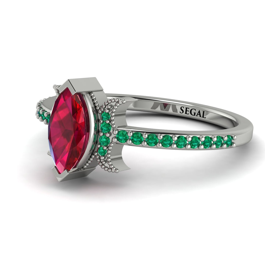 Marquise Cut Ruby Pave Ring - Kathleen No. 27