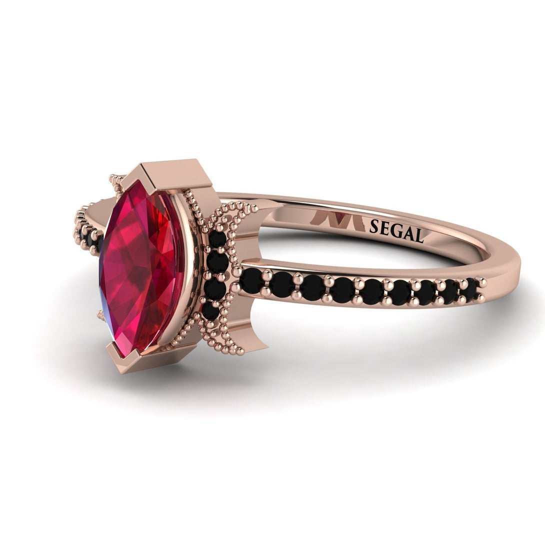 Marquise Cut Ruby Pave Ring - Kathleen No. 41