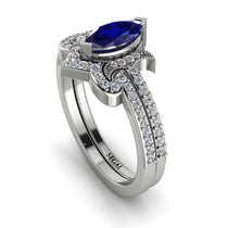 Marquise Cut Sapphire Pave Bridal Set - Kathleen No. 15 image 1