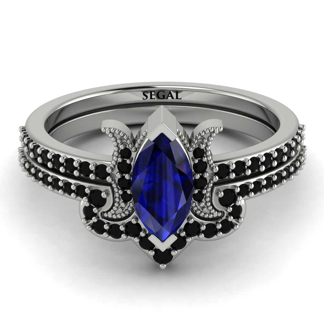 Marquise Cut Sapphire Pave Bridal Set - Kathleen No. 45