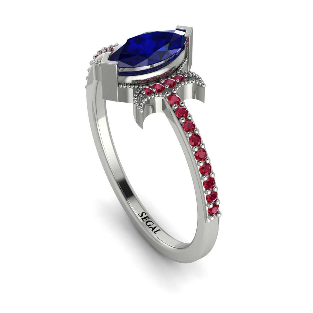 Marquise Cut Sapphire Pave Ring - Kathleen No. 60