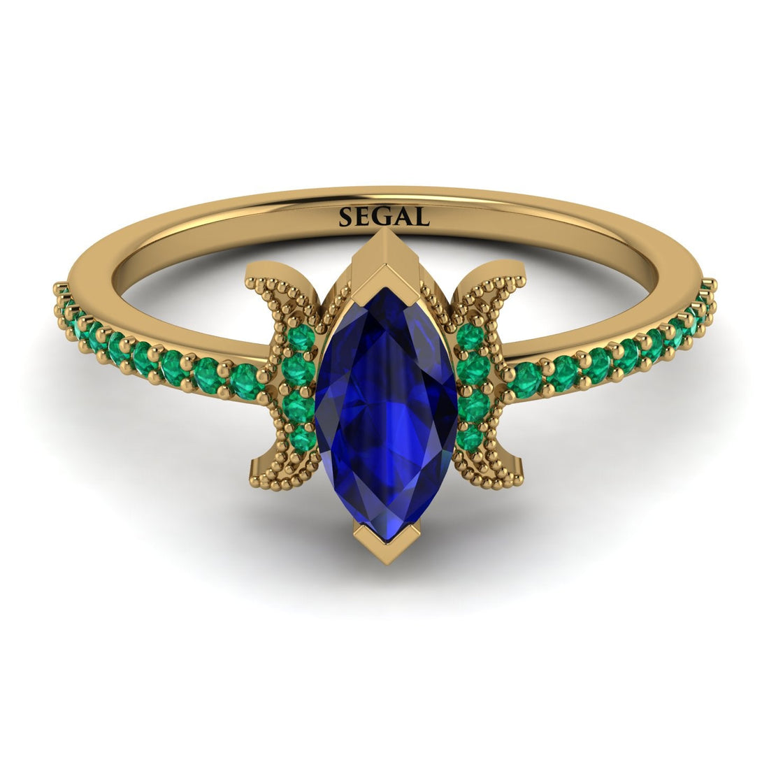 Marquise Cut Sapphire Pave Ring - Kathleen No. 28