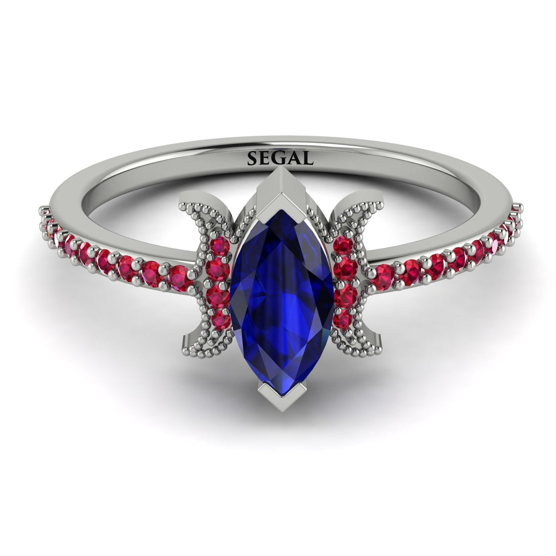Marquise Cut Sapphire Pave Ring - Kathleen No. 60