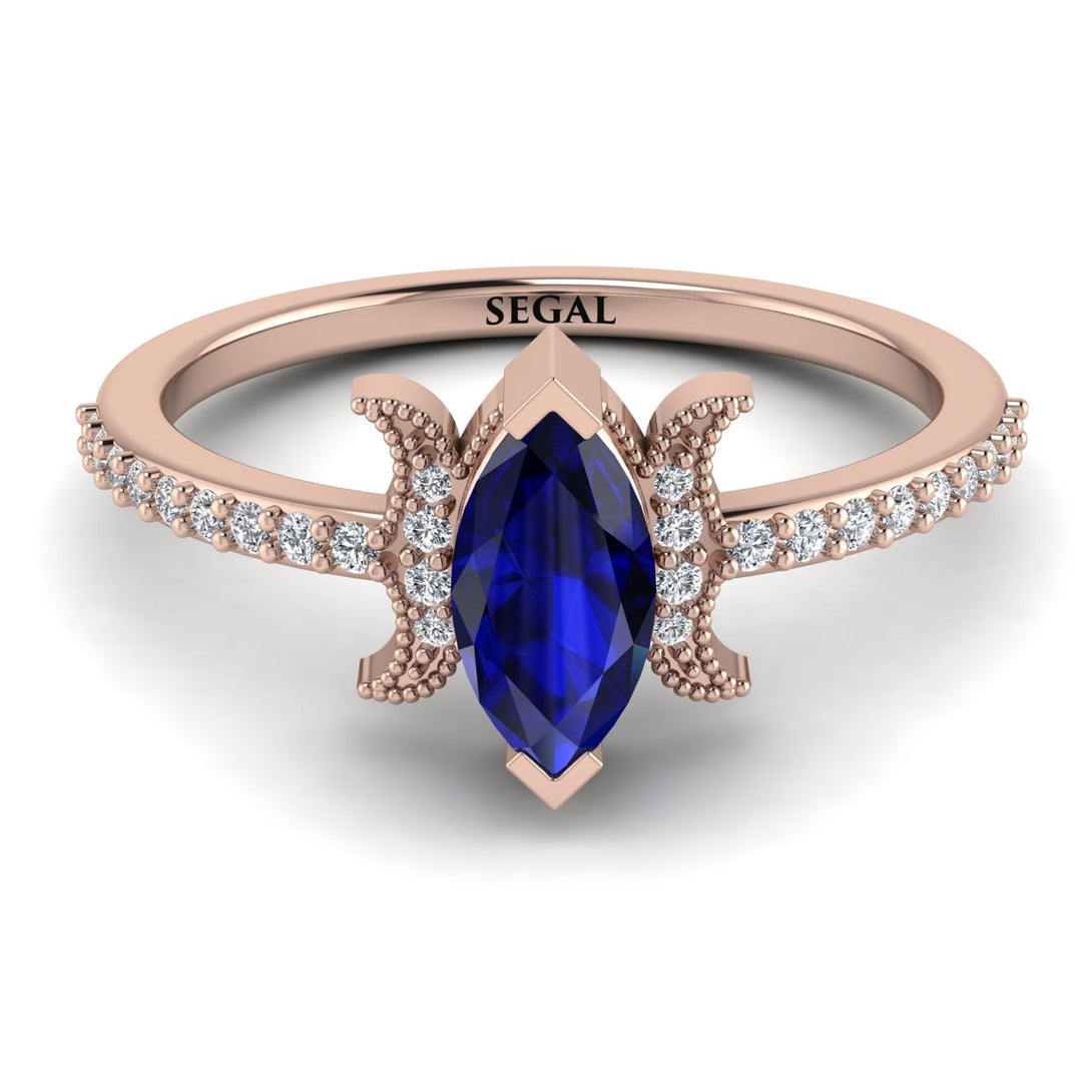 Marquise Cut Sapphire Pave Ring - Kathleen No. 14