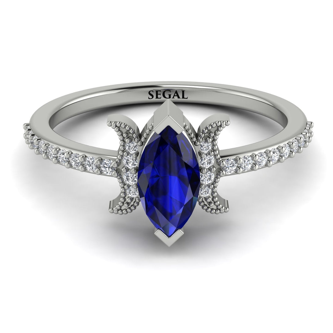 Marquise Cut Sapphire Pave Ring - Kathleen No. 15