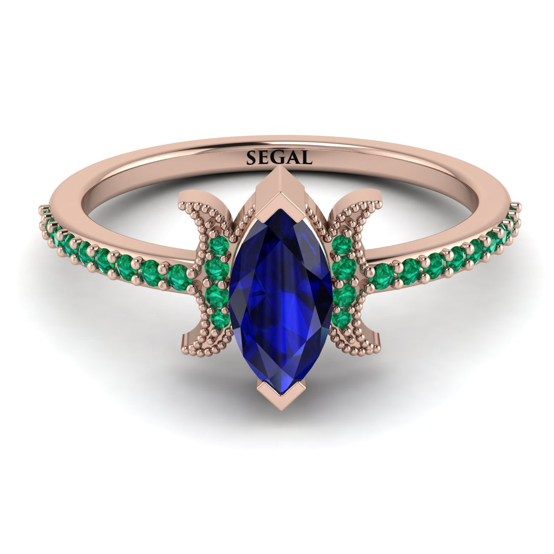 Marquise Cut Sapphire Pave Ring - Kathleen No. 29