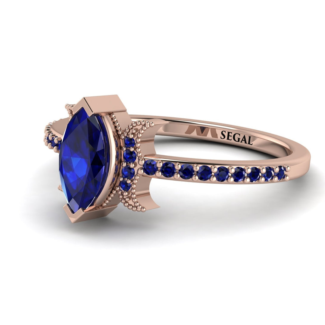 Marquise Cut Sapphire Pave Ring - Kathleen No. 74