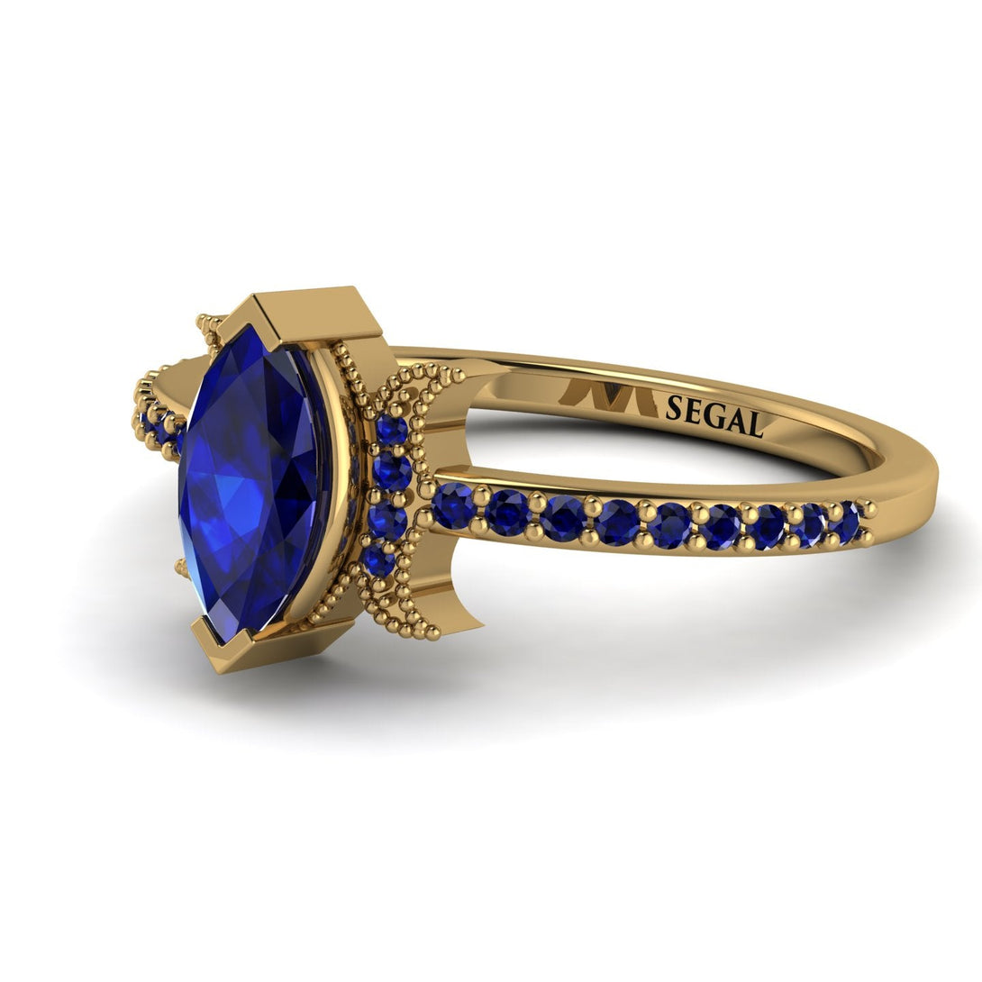 Marquise Cut Sapphire Pave Ring - Kathleen No. 73