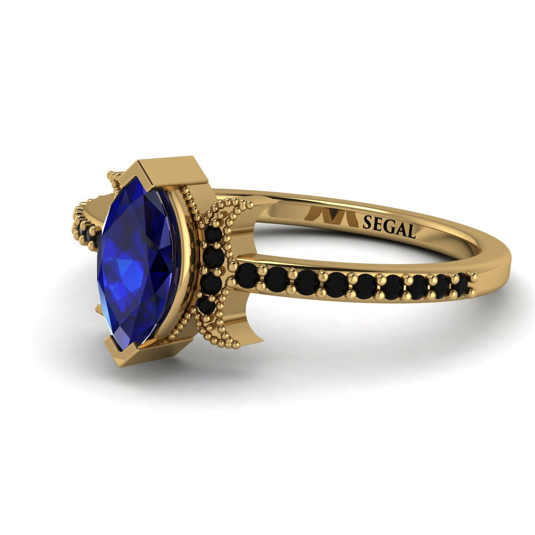 Marquise Cut Sapphire Pave Ring - Kathleen No. 43