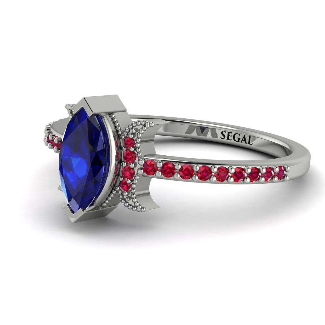 Marquise Cut Sapphire Pave Ring - Kathleen No. 60